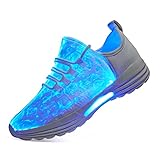 DIYJTS LED Light Up Shoes for Men Women, Fiber Optic Shoes Luminous Trainers Flashing Sneakers for Festivals, Christmas, Halloween, New Year Party White