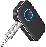 COMSOON Bluetooth AUX Adapter for Car, Noise Reduction Bluetooth Receiver for Music/Hands-Free Calls, Wireless Audio Receiver for Home Stereo/Speaker, 16H Battery Life/Dual Connect (All Black)