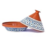 Kamsah Hand Made and Hand Painted Tagine Pot | Moroccan Ceramic Pots For Cooking and Stew Casserole Slow Cooker (Large, Supreme Turquoise)