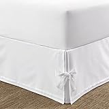 Laura Ashley Home - Corner Tied Tailored Bedskirt, Luxury Bedroom Decor, Wrinkle & Fade Resistant (White, Queen)