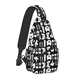 AMRANDOM Anti-Theft Crossbody Backpack Video Game Weapon Funny Gamer Black Sling Shoulder Bag for Men Women, Durable Adjustable Gym Bag Cycling Traveling Hiking Daypack, One Size