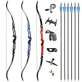 66 Inch ILF Recurve Bow 20-40Lbs Metal Riser Competition Athletic Recurve Bow ILF Bow Riser and Limbs Right Hand Hunting Longbow (24 Lbs, Black/Type 2)