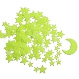 Glow in The Dark Stars - Glow Stars Stickers for Ceiling,Self Adhesive 3D Glowing Stars and Moon for Starry Sky,Wall Decals for Kids Rooms,Wall Stickers for Bedroom(200 Stars,1 Moon）