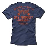 GAS MONKEY GARAGE Flying Monkey Tire Tee (as1, Alpha, x_l, Regular, Regular, Navy)
