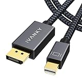 ivanky 4K Mini DisplayPort to DisplayPort Cable 6.6ft, 4K@60Hz, 2K@144Hz Mini DP to DP Cable, Aluminum Shell, Gold-Plated Braided, Thunderbolt to displayport for MacBook Air/Pro, Surface Pro and More