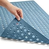 The Original Gorilla Grip Patented Shower and Bathtub Mat, 35x16, Long Bath Tub Floor Mats with Suction Cups and Drainage Holes, Machine Washable and Soft on Feet, Bathroom, Spa Accessories, Sky Blue