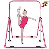 Safly Fun Expandable Kid Gymnastics Bars for Home Junior Training Bar Gymnastic Folding Horizontal Bars for Kids (Pink)