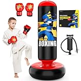 Esnowlee Punching Bag for Kids Larger Stable Tall 66' Inflatable Boxing Set with Gloves & Air Pump, Inflatable Punching Bag Gifts for Boys & Girls Age 3-12,Karate/Taekwondo/Ninja Toys Gifts for Boys