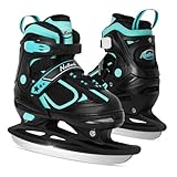 Nattork Ice Skates for Kids, Boys and Girls, Hockey Lace-Up Adjustable Skates - Soft Padding and Reinforced Ankle Support with 4 Sizes Adjustments - Teal