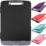 Clipboard with Storage, A4 Binder Clipboards with Pen Holder,Heavy Duty Plastic Storage Clipboard with Low Profile Clip,Nursing Clipboard Folder Side-Opening,Smooth Writing Clip Board for Office-Black