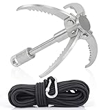 GYANDULY Large Grappling Hook with 65ft Rope, 4-Claw Folding Stainless Steel Grapple Hooks for Outdoor Survival, Camping, Hiking, Tree &Mountain Climbing