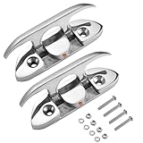 CHANGE MOORE Marine Grade 2 Pcs Dock Cleats 6 inch Folding Boat Cleat 316 Stainless Steel Dock Cleat with Fastener Flip Up Cleats for Boat Kayak