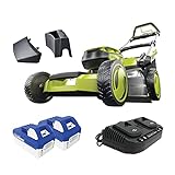 Sun Joe 24V-X2-21LMSP 48-Volt iON+ Cordless Self Propelled Lawn Mower Kit, w/ 2 x 4.0-Ah Batteries, Dual Port Charger, and Collection Bag, 21-Inch, 7-Position
