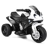 HONEY JOY Kids Motorcycle, Licensed BMW 6V Battery Powered Ride On Motorcycle w/LED Headlights, Music, Pedal, Spring Suspension, 3 Wheels Electric Motorcycle for Kids, Gift for Boys Girls(Black)