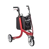 Drive Medical Nitro 3 Euro-Style Rollator Walker with Wheels, Red