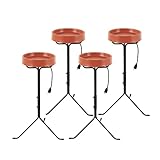 API 12 Inch Weather Resistant Outdoor Garden Decor All Weather Heated Bird Bath with Round Basin and Metal Stand, Black, (4 Pack)