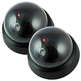 Dummy Fake Security Surveillance CCTV Dome Camera with One Red Motion Sensor Detector LED Light Outdoor Indoor Wireless Home Cam System Battery Powered Realistic Look for Home or Business Anti-Theft