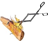 AMAGABELI GARDEN & HOME 26' Long Firewood Tongs Log Grabber for Fire Pit Campfire Bonfire Fireplace Heavy Duty Wrought Iron Outside Outdoor Indoor Wood Stove Fire Place Tools