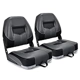 Goplus Low/High Back Boat Seats, Folding Boat Seat with Stainless Steel Screws & Aluminum Hinges, Thickened Sponge Padding, Waterproof Fishing Captain Boat Seats (2 Packs Charcoal & Black)