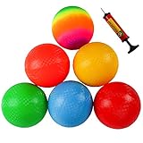 Ogrmar 6PCS 8.5 Inch Playground Balls Dodgeballs with 1 Hand Pump for Kids and Adults Dodge Ball, Kickball, Handball, Camps, Picnic and Schoolyard Games