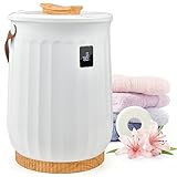 Tangkula Towel Warmer Bucket, 20L Towel Warmer w/LED Display, Timer & Fragrant Disc Holder, Bucket Spa Towel Heater w/PU Leather Handle, Auto Shut Off, Child Safety Lock & ETL Certification (White)