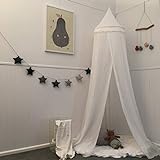 Zeke and Zoey Soft White Hanging Bed Canopy for Girls Bed or Boys – Hideaway Tent for Kids Rooms with Tassels. Nursery Decoration – Slightly Sheer Drapes – for Child, Play or Reading Nook