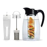 Primula Flavor-It Beverage System, Includes Large Capacity Fruit Infuser Core, Tea Infuser Core, and Chill Core, Dishwasher Safe Pitcher, 2.9-Quart, Black