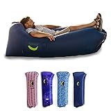 Rukket Sports Glow-Nana Inflatable Lounger, Blow Up Air Chair & Couch for Lounging, Camping, Beach, & Festival, Sofa Hammock for Adults & Kids, Portable Wind Furniture Loungers (Glow Deep Space)