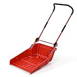 GYMAX 26” Poly Sleigh Shovel, Rolling Snow Pusher Scoop Extra Large Capacity, Adjustable Angle & Easy Setup with Ergonomic Handle & Wheels for Driveway, Sidewalk, Patio