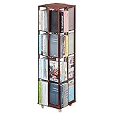 COPREE 5 Tier Rolling Bookcase, Bamboo 360 Rotating Bookshelf, Freestanding Storage Organizer Holder Book Rack with Wheels for Bedroom, Living Room Home and Office