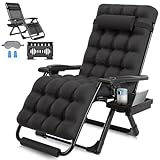 ZENPETIO 26In Zero Gravity Chair, Zero Gravity Recliner Lounge Chair for Indoor and Outdoor, Reclining Camping Chair for Lawn and Patio, Anti Gravity Chair w/Cushion, Cup Holder and Footrest, 440LBS