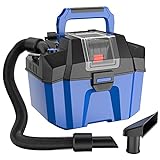 COSTWAY Wet Dry Vacuum Cleaner, 4 Peak HP 2.7 Gallon CRA Vacuum with Blower, Attachements, Rechargeable Battery, Portable Shop Vacuum Cleaner for Workshop, Car, Garage, Home (Blue)