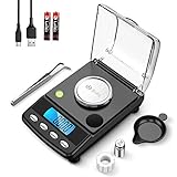 AMIR Electronic Milligram Scale, Rechargeable Precision Portable Scale with Calibration Weights and Tweezers, 0.001-20g Professional Reloading Digital Scale for Herb, Powder, Medicine, Jewelry