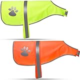 Geyoga 2 Pieces Dog Reflective Vest Adjustable Dog Safety Vest Pet Dog High Visibility Apparel for Outdoor Activities Walking Hunting (Orange, Fluorescent Yellow,XL)