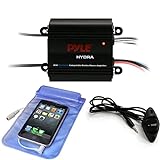 Pyle Auto 2-Channel Marine Amplifier - 200 Watt RMS 4 OHM Full Range Stereo with Wireless Bluetooth & Powerful Prime Speaker - High Crossover HD Music Audio Multi Channel System PLMRMB2CB, Black