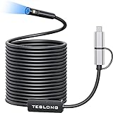 USB Endoscope-Dual Lens, Teslong Inspection Camera, 8mm Probe with IP67 Waterproof Flexible Cable, Scope Camera with 7 LEDs, Micro USB & Type-C Connector Compatible with OTG Android Windows MacBook