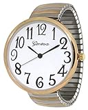 Geneva Super Large Stretch Watch Clear Number Easy Read (Two Tone)