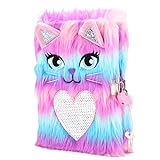 SuperStyle Diary for Girls with Lock and Keys, Cute Lion Plush Diary Secret Diary, Writing Journal Lined Pages Notebook Sequined Design Gift Set for Kids