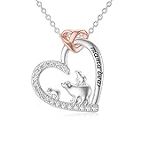 Shusukue Mama Bear Necklace with 2 Cubs Sterling Silver Forever Love Mother's Day Jewelry Gifts for Women Mom