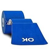 OK Tape Kinesiology Tape (2in x 16.4ft Precut Roll) - Original Cotton Elastic Premium Athletic Tape for Knee Pain, Elbow & Shoulder Muscle - Perfect for Any Activity - Navy