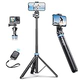 Kaiess 62' iPhone Tripod, Selfie Stick Tripod & Phone Tripod Stand with Remote, Cell Phone Tripod for iPhone, Extendable Travel Tripod Compatible with iPhone 14/13/12 Pro Max/Android/GoPro