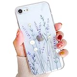 HJWKJUS Compatible with iPhone 7/8/SE 2020 Case for Girls&Woman,Elegance Lovely Floral Flower Blooms Soft Clear TPU Rubber Gel Shock Absorption Protection Case for iPhone 7/8/SE 2020 4.7''