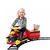 Rollplay Electric Train Ride On for Kids Featuring Real Cold Water Steam, 22 Track Pieces, Detachable Caboose, Working Headlights and Sounds, with a Top Speed of 1 MPH, Red
