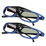 2Pcs DLP Link 3D Glasses, 144Hz Rechargeable Active Shutter Glasses for All DLP Link 3D Projectors, Built in 80 mAh Battery, for XGIMI ZX4 H1, for JMGO G1 G3 X1, for Acer, for Optoma
