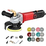 HaTur Wet Polisher 860W/110V Wet Buffer with 4'' Diamond Polishing Pad Low-noise Stone Polisher Variable Speed Buffing Machine for Concrete, Marble, Granite, Ceramic Tile