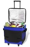 Picnic at Ascot Original 60 Can Collapsible Insulated Rolling Cooler- Designed & Quality Approved in the USA