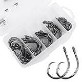 UCEC Wide Gap in-Line Circle Hook, 50PCS High Carbon Steel Saltwater Freshwater Fishing Hooks for Tuna, Carp, Catfish, Bass, Amberjack and More, 5 Sizes - 4/0, 5/0, 6/0, 7/0, 8/0