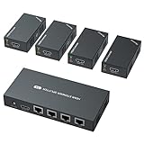 HDMI Extender Splitter 1x4 1080P@60Hz Over Cat 5E/6/7 Ethernet Cable 50m (165ft) Support EDID Copy POC Function (1 in 4 Out)