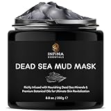 INFINA ESSENTIALS Dead Sea Mud Mask for Face & Body - Premium Natural Skin Care for Men & Women - Pore Reducer Mud Mask for Blackhead & Acne - Revitalizing & Hydrating - 8.8 oz