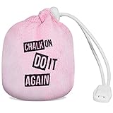 Inspirational Phrases Gym Chalk Ball for Gymnastics Weight Lifting Rock Climbing 2.3 oz Chalk in Refillable Sock Bag (Pink)